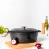 Cosy & Trendy Braadpan met deksel Fontestic Gietijzer Black Ovaal - 31 x 24 cm / 6 Liter - geëmailleerde anti-aanbaklaag