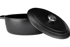 Cosy & Trendy Braadpan met deksel Fontestic Gietijzer Black Ovaal - 31 x 24 cm / 6 Liter - geëmailleerde anti-aanbaklaag