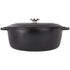 Cosy & Trendy Braadpan met deksel Fontestic Gietijzer Black Ovaal - 31 x 24 cm / 6 Liter - geëmailleerde anti-aanbaklaag