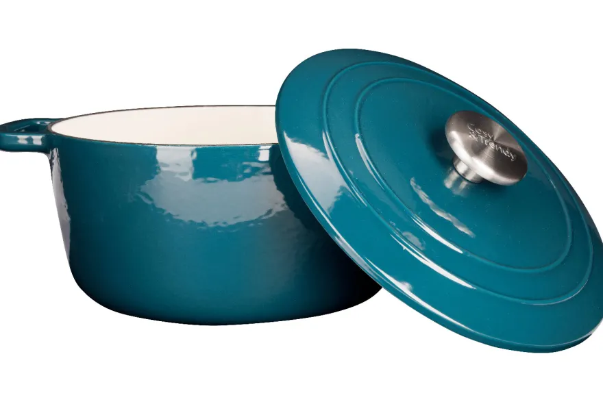 Cosy & Trendy Braadpan met deksel Fontestic Gietijzer Green Heron ø 24 cm / 4.6 Liter - geëmailleerde anti-aanbaklaag