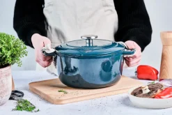 Cosy & Trendy Braadpan met deksel Fontestic Gietijzer Green Heron ø 28 cm / 6.8 Liter - geëmailleerde anti-aanbaklaag