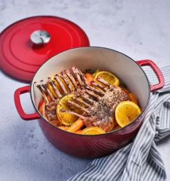 Cosy & Trendy Braadpan met deksel Fontestic Gietijzer Traditional Red ø 24 cm / 4.6 Liter - geëmailleerde anti-aanbaklaag