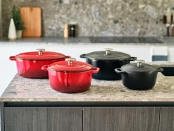 Cosy & Trendy Braadpan met deksel Fontestic Gietijzer Black ø 24 cm / 4.6 Liter - geëmailleerde anti-aanbaklaag