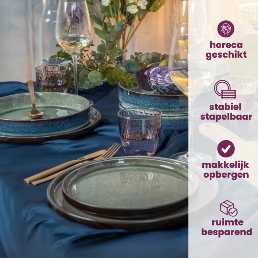 Cosy & Trendy Diepe Borden / Pastaborden - Quintana Green ø 20 cm / H 5.2 cm - 4 Stuks