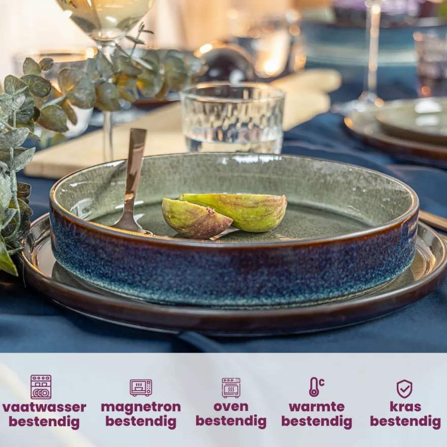 Cosy & Trendy Diepe Borden / Pastaborden - Quintana Green ø 20 cm / H 5.2 cm - 4 Stuks