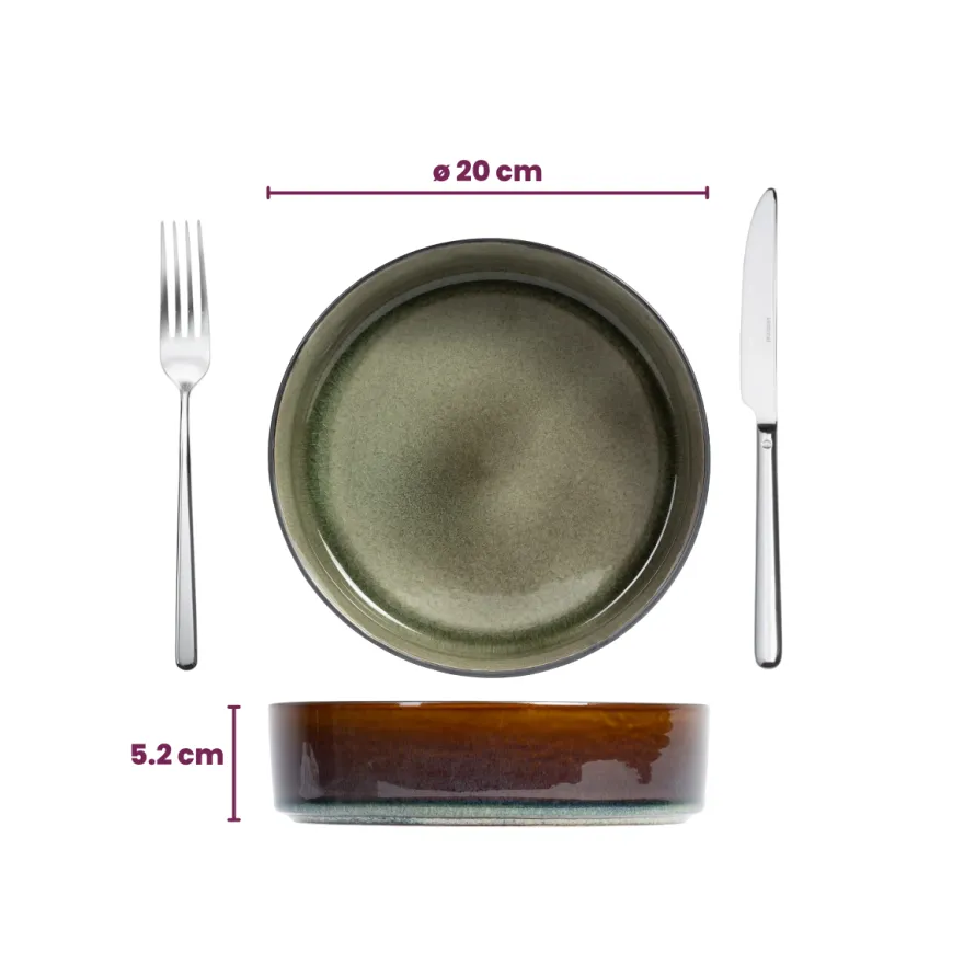 Cosy & Trendy Diepe Borden / Pastaborden - Quintana Green ø 20 cm / H 5.2 cm - 4 Stuks