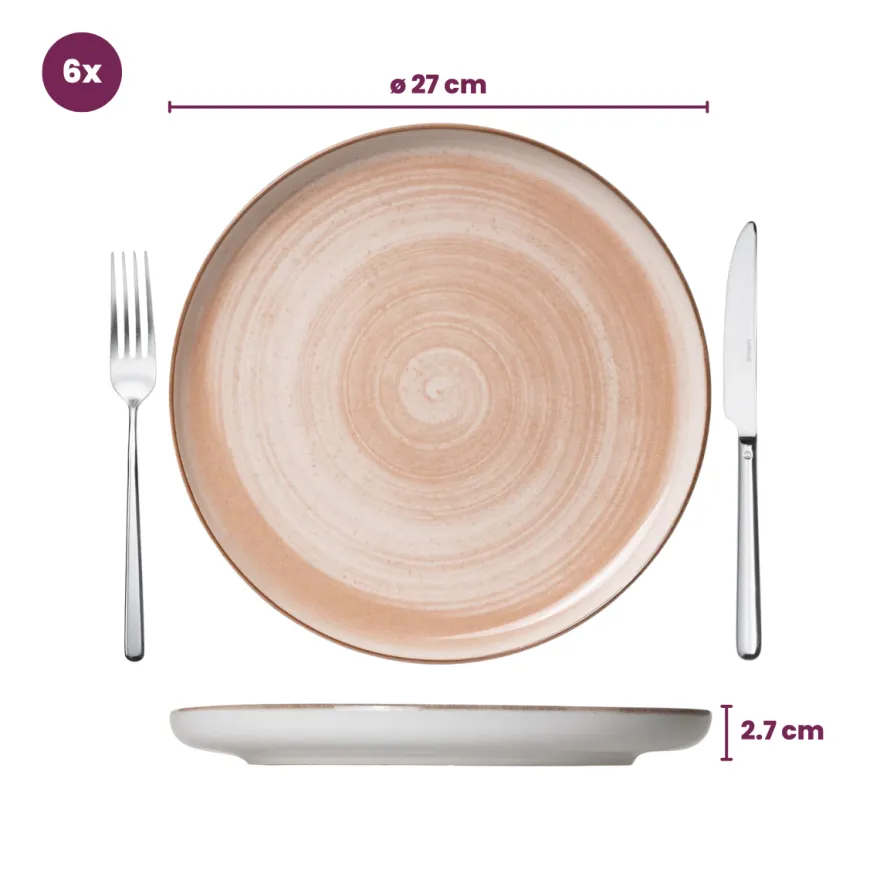 Cosy & Trendy Dinerborden Baltic Peach ø 27 cm - 6 stuks