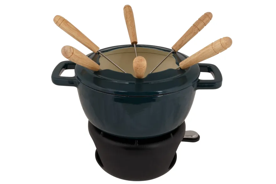 Cosy & Trendy Fondueset Fontestic Gietijzer Green Heron - Ø 18 cm