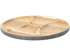 Cosy & Trendy Houten Serveerplank / Borrelplank met 4 Vakken - Acaciahout - ø 29.5 cm
