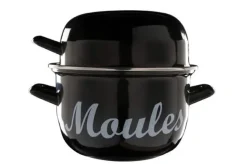 Cosy & Trendy Mosselpan - Emaille - Zwart - ΓΈ 18 cm / 2.8 liter - geΓ«mailleerde anti-aanbaklaag