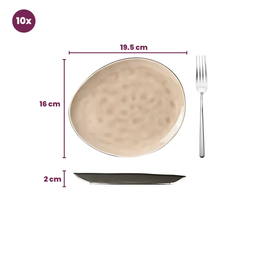 Cosy & Trendy Ontbijtborden / Dessertborden Streetfood 19.5 x 16 cm - 10 Stuks
