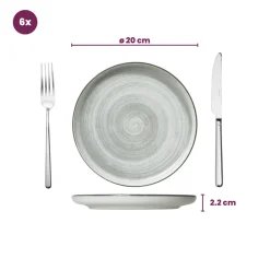 Cosy & Trendy Ontbijtborden / Dessertborden - Baltic Grey ø 20 cm - 6 stuks