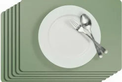 Cosy & Trendy Placemats Leather Look Basil - Afwasbaar - 43 x 30 cm - 6 Stuks