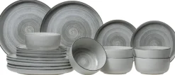 Cosy & Trendy Serviesset Baltic Grey 18-delig / 6 personen - 6 dinerborden, 6 ontbijtborden en 6 kommen