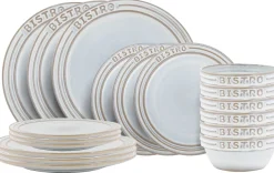 Cosy & Trendy Serviesset Bistro Vintage White 18-delig / 6 personen - 6 dinerborden, 6 ontbijtborden & 6 kommen
