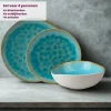 Cosy & Trendy Serviesset Laguna Azzurro 12-delig / 4 personen - 4 dinerborden, 4 ontbijtborden en 4 kommen