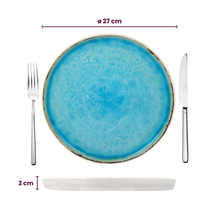 Cosy & Trendy Serviesset Laguna Azzurro 12-delig / 4 personen - 4 dinerborden, 4 ontbijtborden en 4 kommen