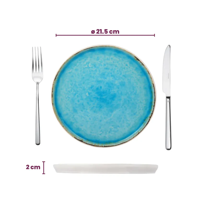Cosy & Trendy Serviesset Laguna Azzurro 12-delig / 4 personen - 4 dinerborden, 4 ontbijtborden en 4 kommen