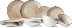 Cosy & Trendy Serviesset Sintra Terracotta 16-delig / 4 personen - 4 dinerborden, 4 ontbijtborden, 4 diepe borden en 4 kommen