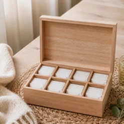 Cosy & Trendy Theedoos - Theekist - Hout - 8 vakken - 29 x 19 x 9 cm
