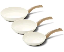 CP Koekenpannenset Go Ivory Crème 3-delig - ø 20, 24 & 28 cm - keramische anti-aanbaklaag