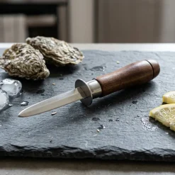 Crafts La Marée Oesterset Walnotenhout 3-delig - Oestermes, Oesterhouder & Oesterhandschoen