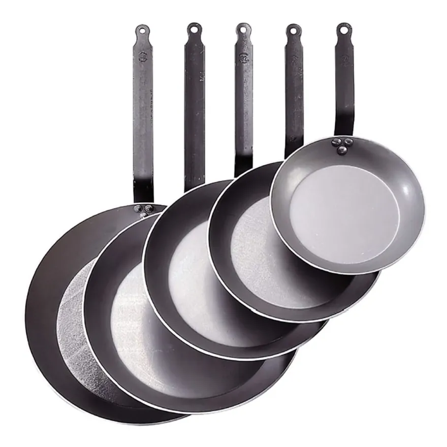 De Buyer Koekenpannenset Lyonnaise Carbone Plus 3-delig - Plaatstaal - ø 20, 24 & 28 cm - zonder anti-aanbaklaag