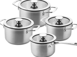 DUCQ Pannenset 4-Delig - Downdraft Geschikt - Kookpan ø 16, 18, 20 cm & Steelpan ø 16 cm + Deksels