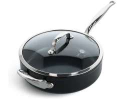 GreenPan Hapjespan met deksel Barcelona Pro Zwart ø 28 cm / 4.6 Liter - keramische anti-aanbaklaag