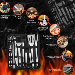 GrillX BBQ Accessoires Gereedschapset - BBQ Tang, Spatel, Vork, Borstel - Complete Barbecue Tools Set