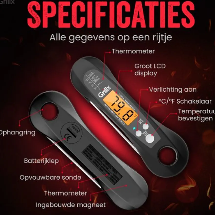 GrillX BBQ Vleesthermometer - BBQ Thermometer