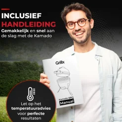 GrillX Kamado Barbecue - 13 Inch - Inclusief Opberghoes - Barbecue Egg - Houtskool Barbecue - Zwart - Ø 27 cm