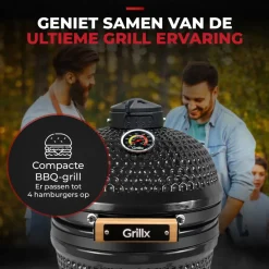 GrillX Kamado Barbecue - 13 Inch - Inclusief Opberghoes - Barbecue Egg - Houtskool Barbecue - Zwart - Ø 27 cm