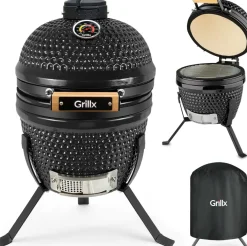 GrillX Kamado Barbecue - 13 Inch - Inclusief Opberghoes - Barbecue Egg - Houtskool Barbecue - Zwart - Ø 27 cm