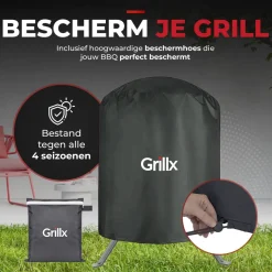 GrillX Kamado Barbecue - 13 Inch - Inclusief Opberghoes - Barbecue Egg - Houtskool Barbecue - Zwart - Ø 27 cm