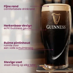 Guinness Bierglazen Pint 500 ml - 6 Stuks