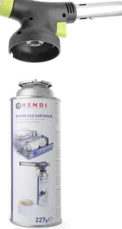Hendi BBQ Aansteker / Creme Brulee Brander / Koksbrander - met gasbus + Extra Butaan Gas Navullingen - 4 Stuks