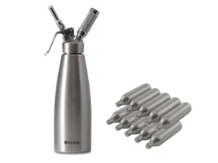 Hendi Slagroomspuit RVS 500 ml + Slagroompatronen 10 Stuks