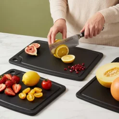 Hendi Snijplankenset antislip - vaatwasserbestendig - zwart houtvezel - 3-delig