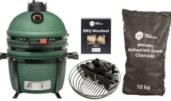 Keij Kamado BBQ Startersset - Legend Compact Green 15 inch - met Houtskool, Aanmaakwokkels & Kolenmand