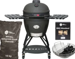 Keij Kamado BBQ Startersset - Legend Large Black 21 inch - met Houtskool, Aanmaakwokkels & Kolenmand
