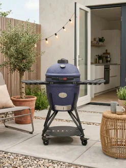Keij Kamado BBQ Startersset - Legend Large Blue 21 inch - met Houtskool, Aanmaakwokkels & Kolenmand