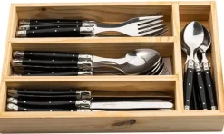 Laguiole Style de Vie Bestekset & Bestekbak - Premium Line - Zwart - 24 delig / 6 personen