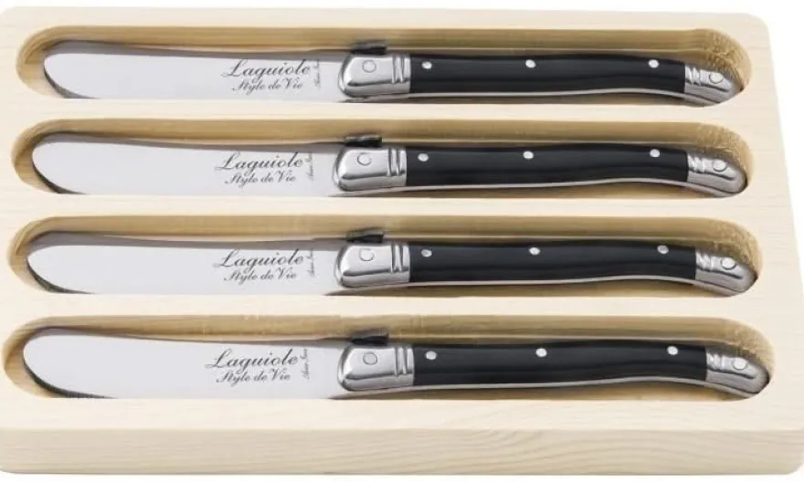 Laguiole Style de Vie Botermessen Zwart - 4 stuks