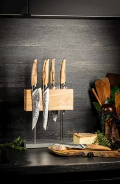 Laguiole Style de Vie Magnetisch Messenblok Eiken - met natuurstenen voet