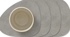 LIND DNA Onderzetters Hippo - Leer - Anthracite Grey - 13 x 11 cm - 4 Stuks