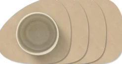 LIND DNA Onderzetters Nupo - Leer - Sand - 13 x 11 cm - 4 Stuks