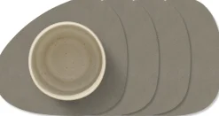 LIND DNA Onderzetters Nupo - Leer - Flint Grey - 13 x 11 cm - 4 Stuks