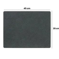 LIND DNA Placemats Hippo - Leer - Anthracite Grey - Afwasbaar - 45 x 35 cm - 2 Stuks