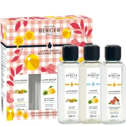 Maison Berger Triopack Navulling - voor geurbrander - Estival - Fruity Sun, Zest of Verbena & Sweet Grapefruit - 3 x 250 ml